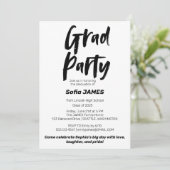 白黒お洒落卒業パーティー招待状 招待状 (スタンド正面)