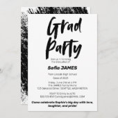 白黒お洒落卒業パーティー招待状 招待状 (正面/裏面)