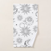 白黒お洒落太陽の月と星 バスタオルセット (ハンドタオル)