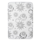 白黒お洒落太陽の月と星 バスマット (正面縦)