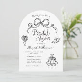 白黒お洒落手描きブライダルシャワー 招待状 (スタンド正面)