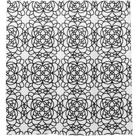 白黒お洒落模様のシャワーカーテン シャワーカーテン (正面)