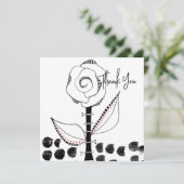 白黒お洒落花の編集可能 サンキューカード (スタンド正面)