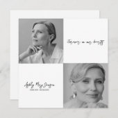 白黒お祝いの写真の葬儀 招待状 (正面/裏面)