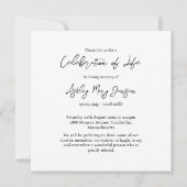 白黒お祝いの写真の葬儀 招待状 (裏面)