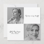 白黒お祝いの写真の葬儀 招待状 (正面)