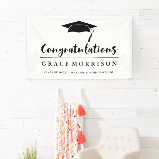 白黒お祝いの卒業 横断幕 (インサイチュ)