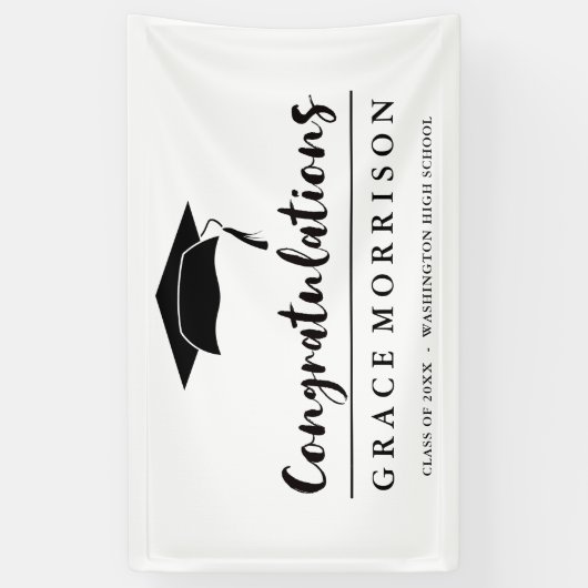 白黒お祝いの卒業 横断幕 (縦)