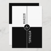 白黒お祝い婚約カード (正面/裏面)