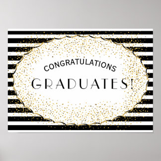 白黒お祝ストライプい ポスター