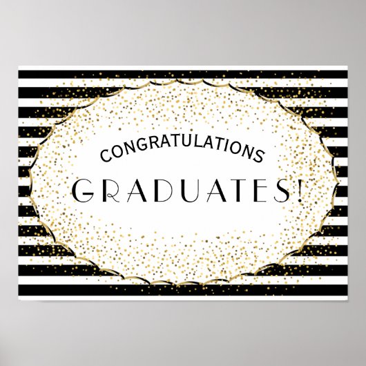 白黒お祝ストライプい ポスター (正面)