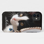 白黒かいま見ブーイング猫のiPhone 5の例 Case-Mate iPhoneケース (裏面(横))