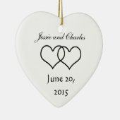 白黒かみ合わせたハート- セラミックオーナメント (右)