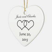 白黒かみ合わせたハート- セラミックオーナメント (左)