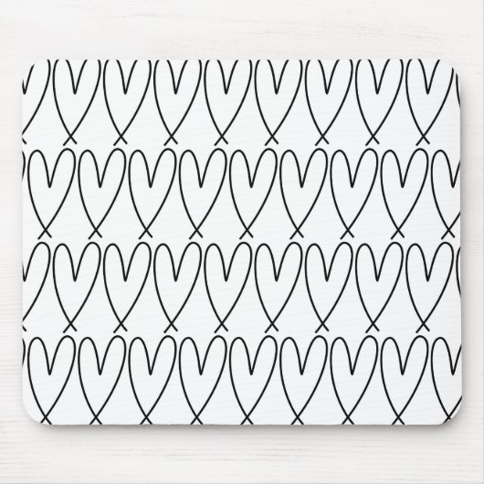 白黒かわいいお洒落ハート マウスパッド (正面)