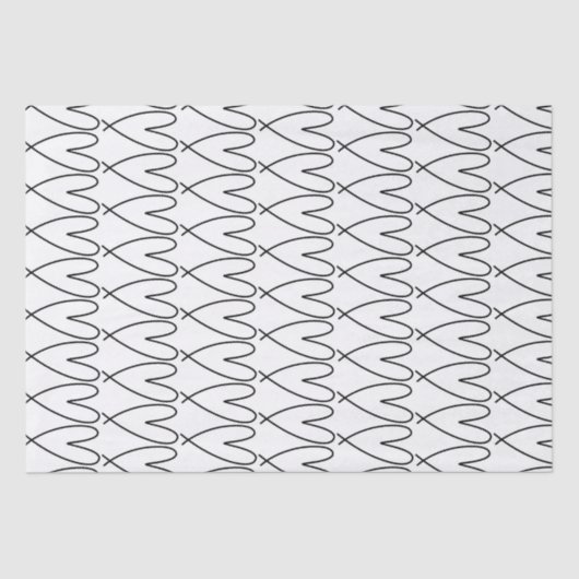 白黒かわいいお洒落ハート 薄葉紙 (正面)