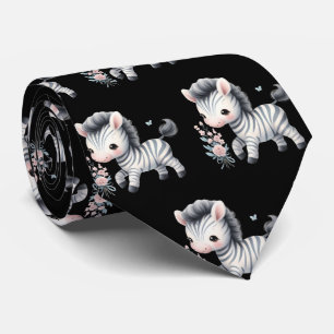 白黒かわいいかわいいモダンシマウマ ネクタイ
