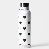 白黒かわいいシンプルハート模様 ウォーターボトル (右面)