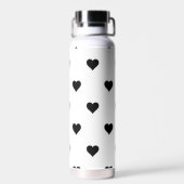 白黒かわいいシンプルハート模様 ウォーターボトル (背面)