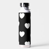白黒かわいいシンプルハート模様 ウォーターボトル (左面)