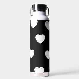 白黒かわいいシンプルハート模様 ウォーターボトル