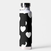 白黒かわいいシンプルハート模様 ウォーターボトル (右面)