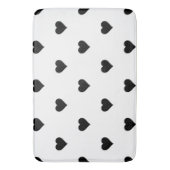 白黒かわいいシンプルハート模様 バスマット (正面縦)