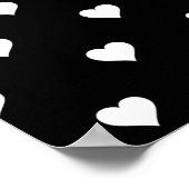 白黒かわいいシンプルハート模様 ポスター (角)