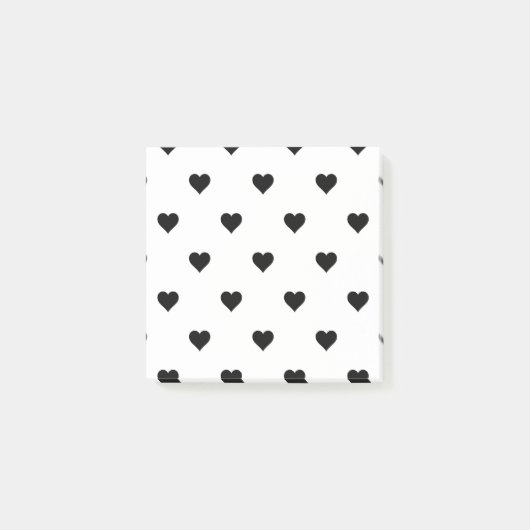 白黒かわいいシンプルハート模様 ポストイット (正面)