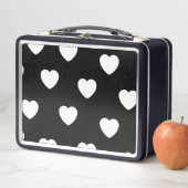 白黒かわいいシンプルハート模様 メタルランチボックス (インサイチュ)