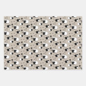 白黒かわいいシープイラストレーション ラッピングペーパーシート (正面3)