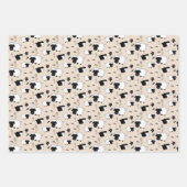 白黒かわいいシープイラストレーション ラッピングペーパーシート (正面2)