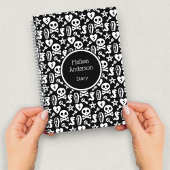 白黒かわいいスカル&ボーンズ日記 ノートブック