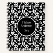 白黒かわいいスカル&ボーンズ日記 ノートブック (正面)