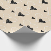 白黒かわいいハート模様 ラッピングペーパー (角)