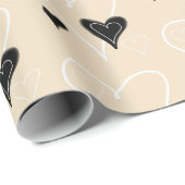 白黒かわいいハート模様 ラッピングペーパー (ロールコーナー)