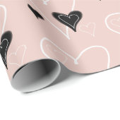 白黒かわいいハート模様 ラッピングペーパー (ロールコーナー)