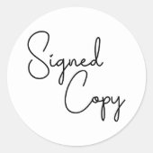 白黒かわいいハート署名済みコピー ラウンドシール (正面)