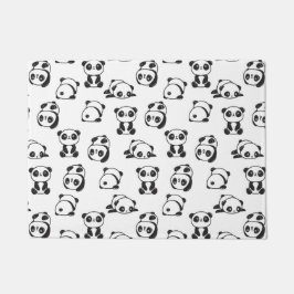 白黒かわいいパンドラ(PANDAS)パターン ドアマット