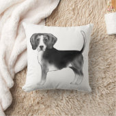 白黒かわいいビーグルドッグイラストレーション クッション (ブランケット)