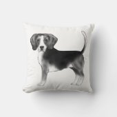 白黒かわいいビーグルドッグイラストレーション クッション (正面)
