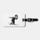 白黒かわいいビーグルドッグイラストレーション ラゲッジタグ (正面横)