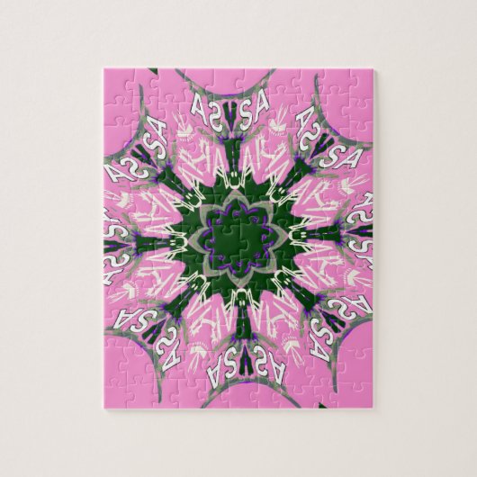 白黒かわいいフローラファッションデザイン ジグソーパズル (縦)