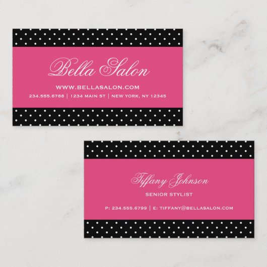 白黒かわいいモダン水玉模様 名刺 (正面/裏面)