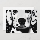 白黒かわいいレトロダルマチアンパピー ポストカード (正面/裏面)