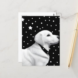 白黒かわいいレトロ犬 ポストカード