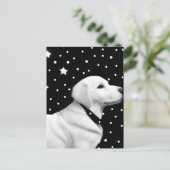 白黒かわいいレトロ犬 ポストカード (スタンド正面)