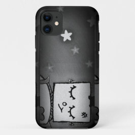 白黒かわいいロボットiPhoneケース iPhone 11 ケース