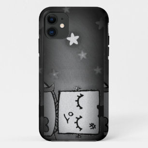 白黒かわいいロボットiPhoneケース iPhone 11 ケース