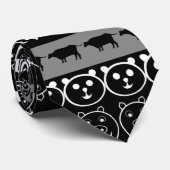 白黒かわいい動物のパターン#2 ネクタイ (ロール)
